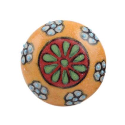 Pomello in ceramica arancio con decoro floreale multicolore CK-1034