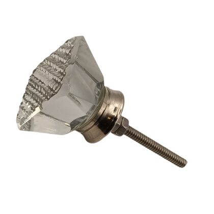 Pomello GSK-20 in vetro trasparente quadrato con accessori in metallo argentato