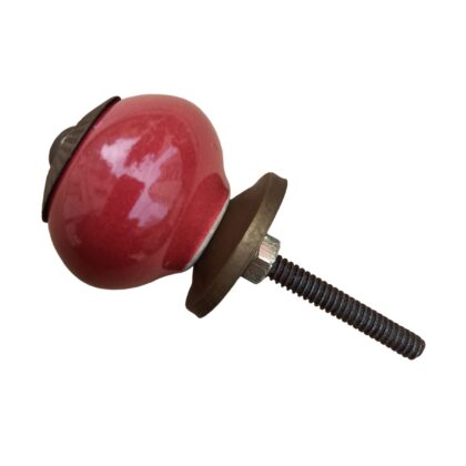 Pomello piccolo rosso SCRK-32 in ceramica tonda con rosetta centrale anticata
