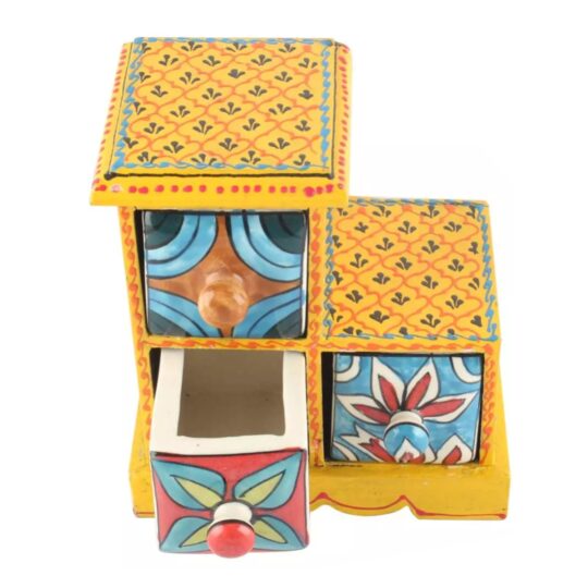 Portaspezie PS-983 con cassetti in ceramica floreale e geometrica dipinta a mano