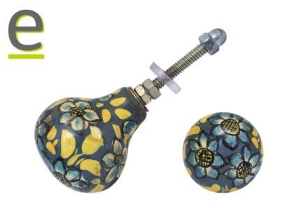 Pomello di Legno con Fantasia Floreale