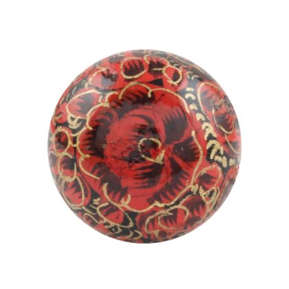 Pomello in legno rosso e nero con decoro floreale oro WRK-184, vista frontale
