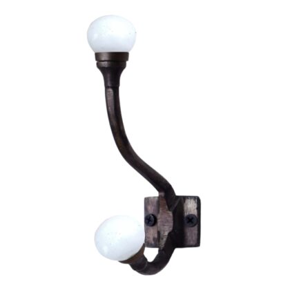 Gancio da parete WWH-145 bianco con pomelli in ceramica e finitura vintage